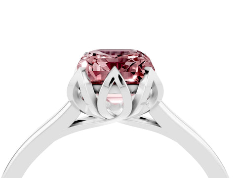 White gold Emerald Cut Morganite Solitaire Ring with Flower Prong Setting and Classic Band_16