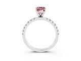 White gold Emerald Cut Morganite Solitaire Ring with Pavé Accents and Four-Prong Setting_3