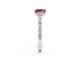 White gold Emerald Cut Morganite Solitaire Ring with Pavé Band and Four-Prong Setting_26