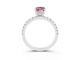 White gold Emerald Cut Morganite Solitaire Ring with Pavé Band and Four-Prong Setting_27