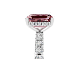 White gold Emerald Cut Morganite Solitaire Ring with Pavé Band and Four-Prong Setting_29