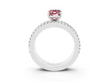White gold Emerald Cut Morganite Solitaire Ring with Pavé and Channel Set Band_3