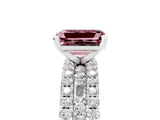 White gold Emerald Cut Morganite Solitaire Ring with Pavé and Channel Set Band_5