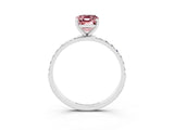 White gold Emerald Cut Morganite Solitaire Ring with Pave Band and Four Prong Setting_27