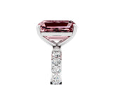 White gold Emerald Cut Morganite Solitaire Ring with Pave Band and Four Prong Setting_29