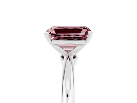 White gold Emerald Cut Morganite Solitaire Ring with Six-Prong Setting and Classic Band_17