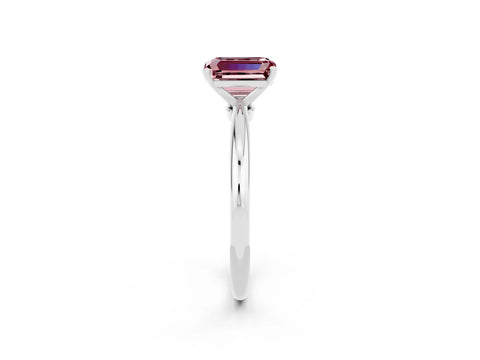 White gold Emerald Cut Morganite Solitaire Ring with Six-Prong Setting and Classic Band_2