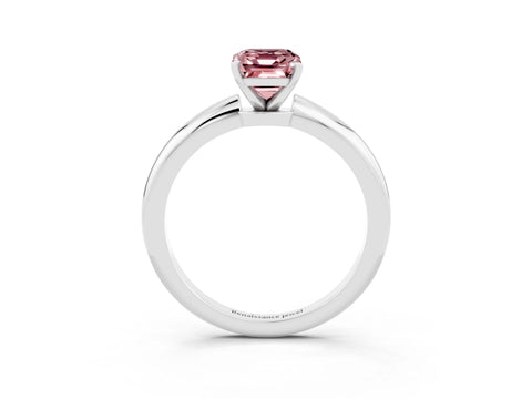 White gold Emerald Cut Morganite Solitaire Ring with Six-Prong Setting and Classic Band_3