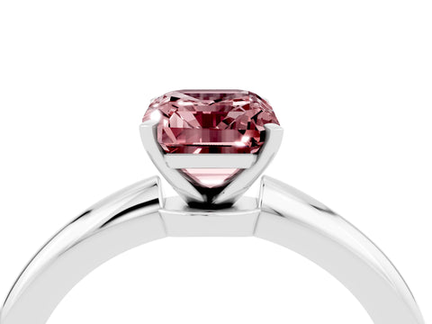 White gold Emerald Cut Morganite Solitaire Ring with Six-Prong Setting and Classic Band_4