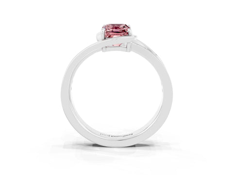 White gold Emerald Cut Morganite Solitaire Ring with Split Shank and Prong Setting_3