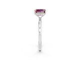 White gold Emerald Cut Morganite Solitaire Ring with Thin Band and Four-Prong Setting_14