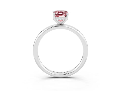 White gold Emerald Cut Morganite Solitaire Ring with Thin Band and Four-Prong Setting_15