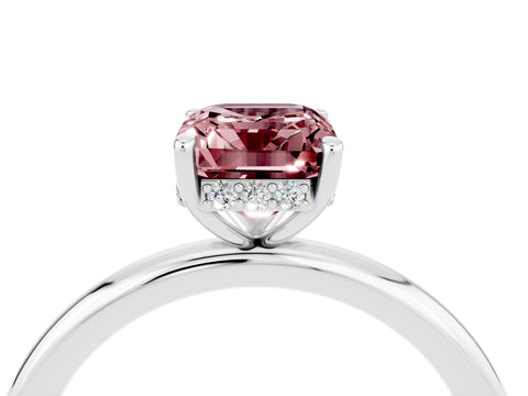 White gold Emerald Cut Morganite Solitaire Ring with Thin Band and Four-Prong Setting_16