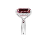 White gold Emerald Cut Morganite Solitaire Ring with Thin Band and Four-Prong Setting_17