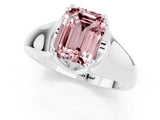 White gold Emerald Cut Morganite Solitaire Ring with Wide Band and Prong Setting_1
