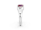 White gold Emerald Cut Morganite Solitaire Ring with Wide Band and Prong Setting_2