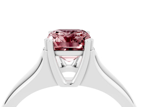 White gold Emerald Cut Morganite Solitaire Ring with Wide Band and Prong Setting_4