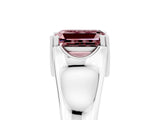 White gold Emerald Cut Morganite Solitaire Ring with Wide Band and Prong Setting_5