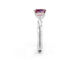 White gold Emerald Cut Morganite Solitaire Twist Band Prong Setting Ring_38
