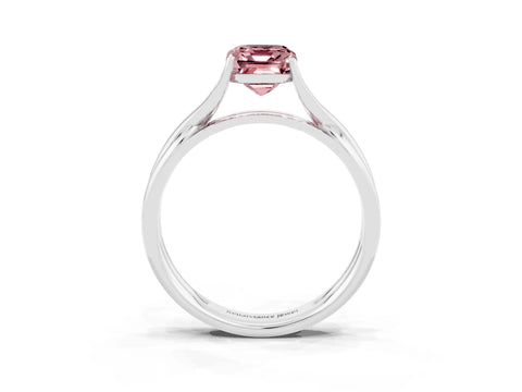 White gold Emerald Cut Morganite Solitaire Twist Band Prong Setting Ring_39