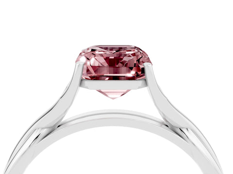 White gold Emerald Cut Morganite Solitaire Twist Band Prong Setting Ring_40