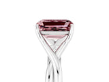 White gold Emerald Cut Morganite Solitaire Twist Band Prong Setting Ring_41