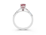 White gold Emerald Cut Morganite Solitaire with Side Baguettes and Channel Set Band_3