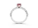 White gold Emerald Cut Morganite Solitaire with Side Stones, Pave Band, Four-Prong Setting_39