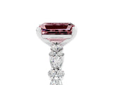 White gold Emerald Cut Morganite Solitaire with Side Stones, Pave Band, Four-Prong Setting_41