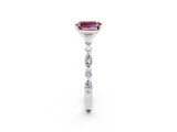 White gold Emerald Cut Morganite Solitaire with Side Stones on a Pavé Band and Four-Prong Setting_2