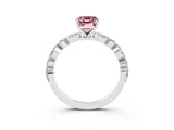 White gold Emerald Cut Morganite Solitaire with Side Stones on a Pavé Band and Four-Prong Setting_3