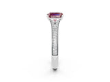 White gold Emerald Cut Morganite Split Shank Engagement Ring with Pavé Band_2