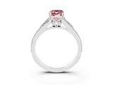 White gold Emerald Cut Morganite Split Shank Engagement Ring with Pavé Band_3