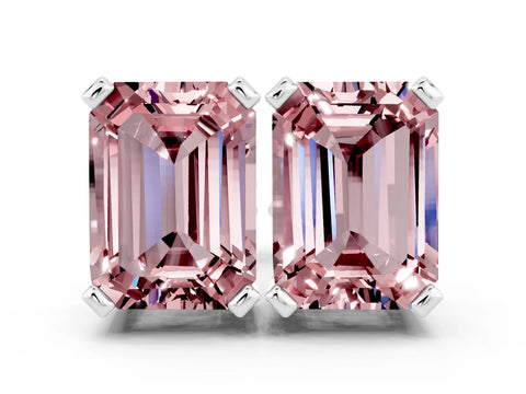 White gold Emerald Cut Morganite Stud Earrings_18