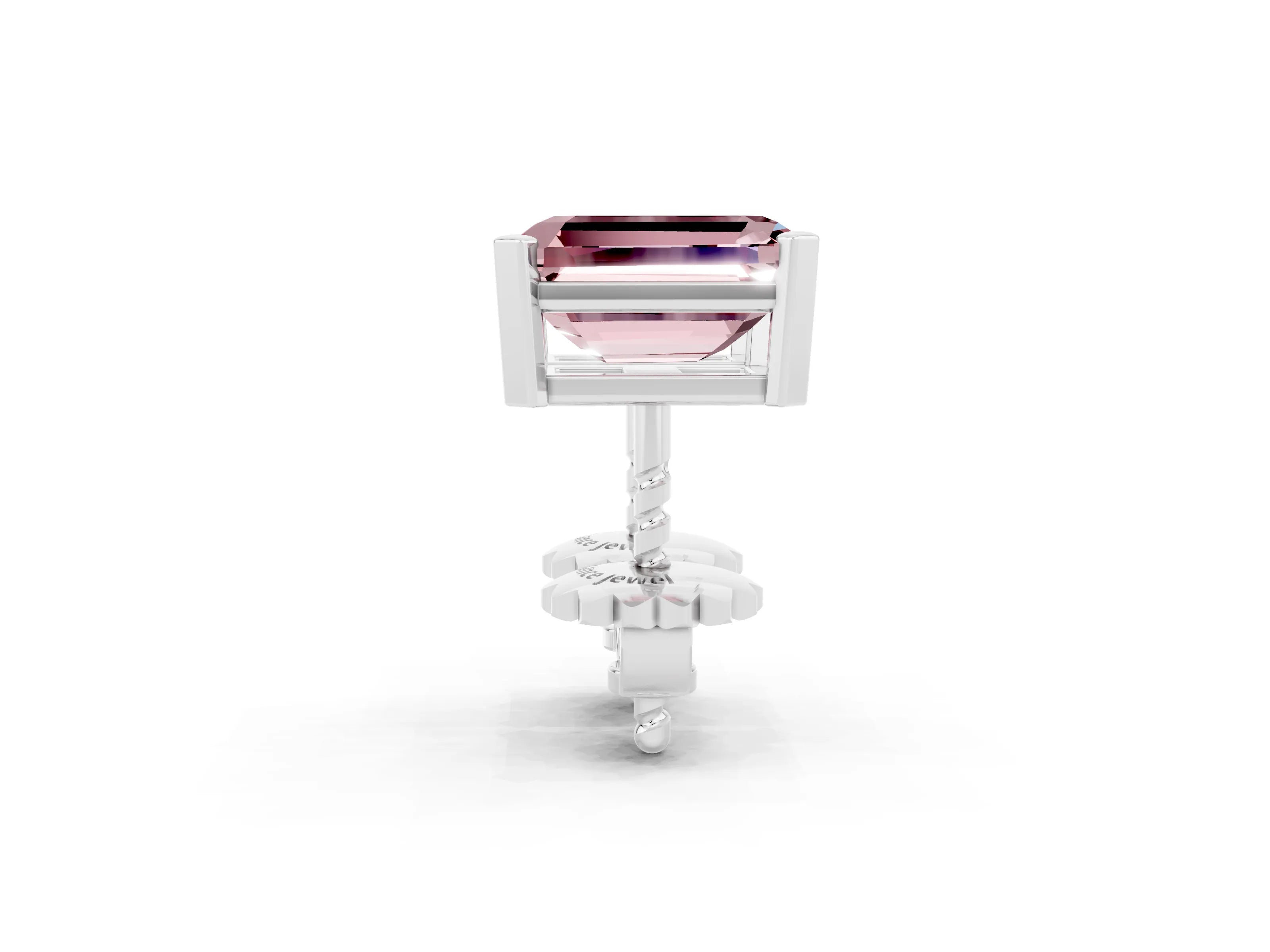 White gold Emerald Cut Morganite Stud Earrings_20