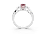 White gold Emerald Cut Morganite Three-Stone Ring with Pavé Split Shank and Four-Prong Setting_3