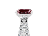 White gold Emerald Cut Morganite Three-Stone Ring with Pavé Split Shank and Four-Prong Setting_5