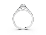 White gold Emerald Cut Pavé Band Solitaire Ring with Four-Prong Setting_277