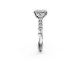 White gold Emerald Cut Pavé Band Solitaire Ring with Four-Prong Setting_301