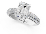 White gold Emerald Cut Pave Diamond Engagement Ring with Channel Set Band and Four-Prong Setting_26