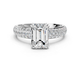 White gold Emerald Cut Pave Diamond Engagement Ring with Channel Set Band and Four-Prong Setting_26