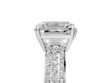 White gold Emerald Cut Pave Diamond Engagement Ring with Channel Set Band and Four-Prong Setting_30