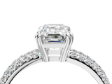 White gold Emerald Cut Pave Diamond Engagement Ring with Channel Set Band and Four-Prong Setting_30
