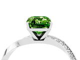 White gold Emerald Cut Peridot Engagement Ring with Side Stone Accents and Four-Prong Setting_100