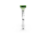 White gold Emerald Cut Peridot Engagement Ring with Side Stone Accents and Four-Prong Setting_29