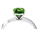 White gold Emerald Cut Peridot Engagement Ring with Side Stone Accents and Four-Prong Setting_31