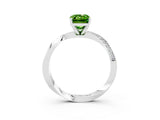 White gold Emerald Cut Peridot Engagement Ring with Side Stone Accents and Four-Prong Setting_39