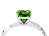 White gold Emerald Cut Peridot Engagement Ring with Side Stone Accents and Four-Prong Setting_40