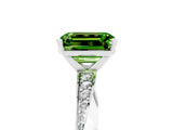 White gold Emerald Cut Peridot Engagement Ring with Side Stone Accents and Four-Prong Setting_41