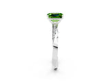 White gold Emerald Cut Peridot Engagement Ring with Side Stone Accents and Four-Prong Setting_98
